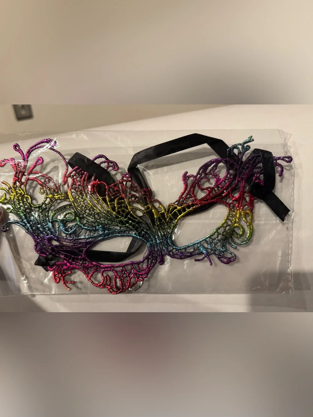 Set of 3 Embroidered Rainbow, Black and Blue Women's Masquerade Mask